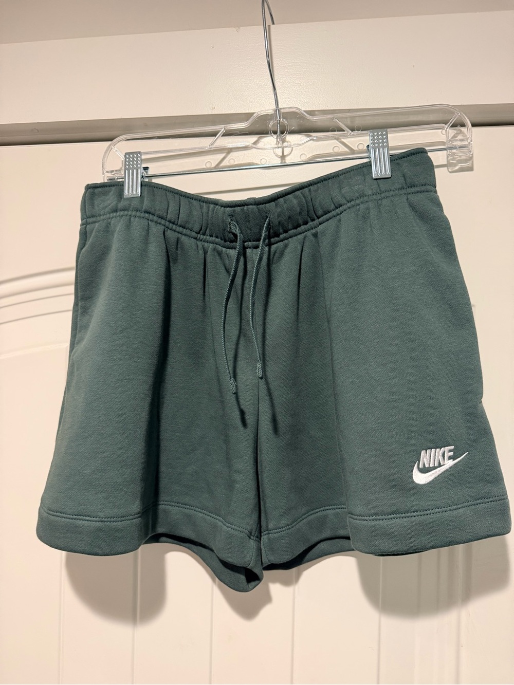 Nike Women's Dark Green Fleece Drawstring Athletic Shorts